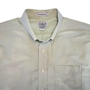 L.L. Bean Dress Shirt Mens 17-36 Light Green Traditional Fit Wrinkle Resistant